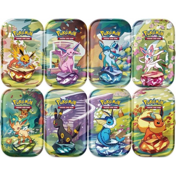 Prismatic Evolutions Mini Tins Display